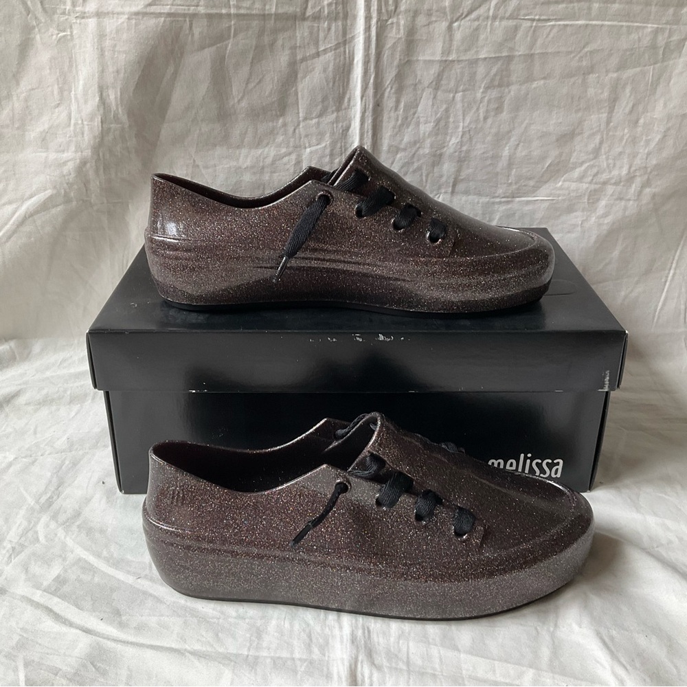 New Melissa Ulitsa Sneaker Black Glitter Size 7